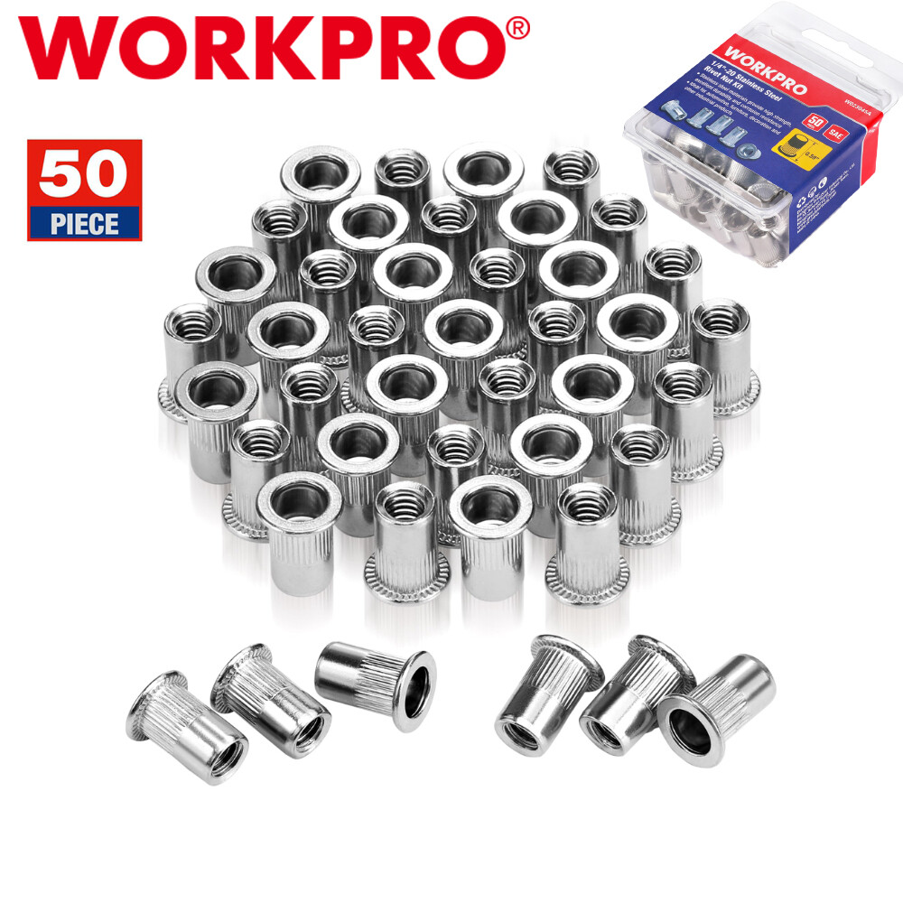 WORKPRO 50PC Rivet Nuts 1/4