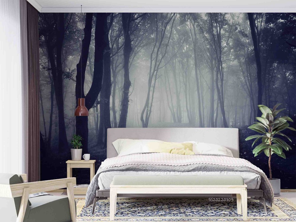 3D Fog Forest Scenery Wall Murals Wallpaper Murals Wall Sticker 91