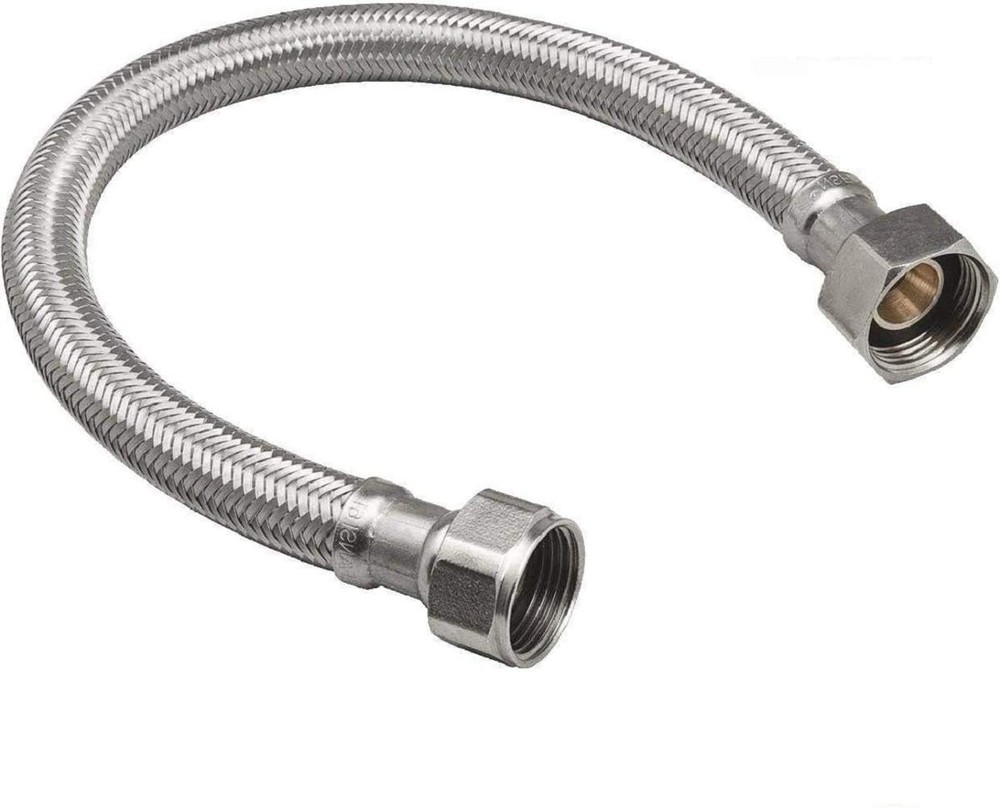 EZ-Fluid 12-Inch Braided Flexible Stainless Steel Water Heater Connector Hose Fo