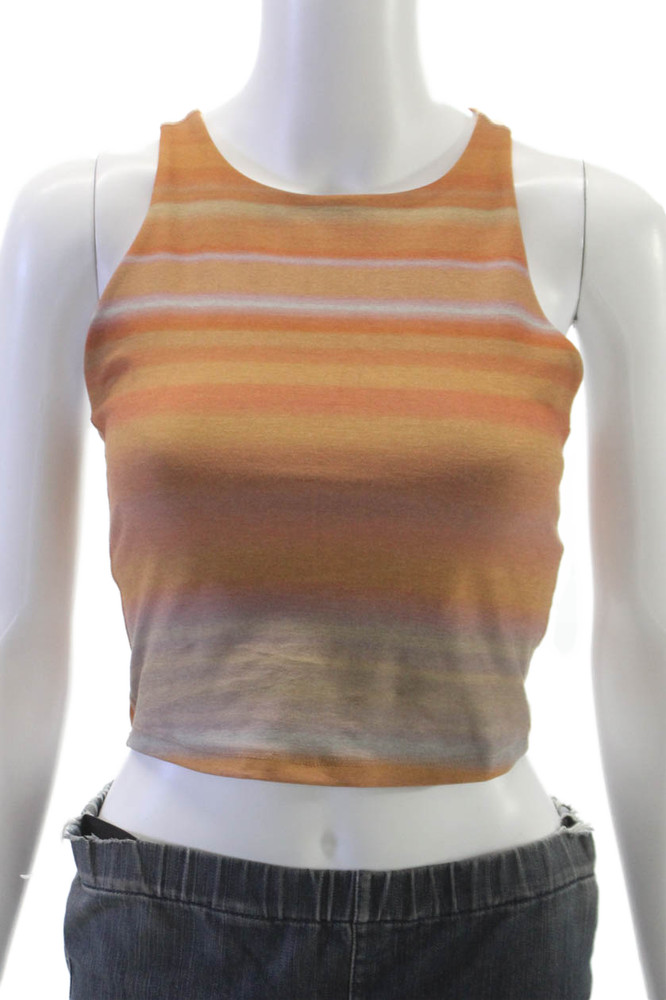Beyond Yoga Womens Cropped Striped Tank Multicolor Round Neck Sleeveless Size SFree Shipping in US $100+ Orders | $6.95 Orders Below