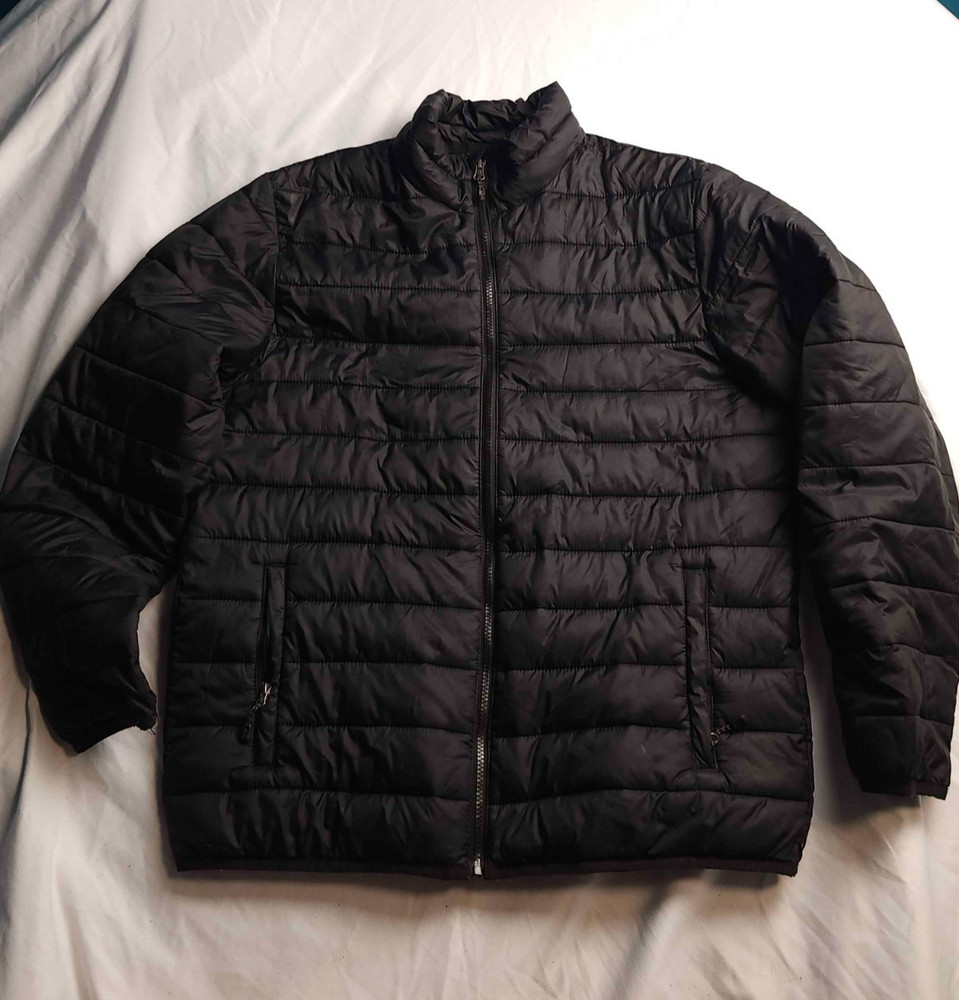 SwissTech Puffer Jacket Mens M Black Quilted Full Zip Insulated Winter Gorpcore