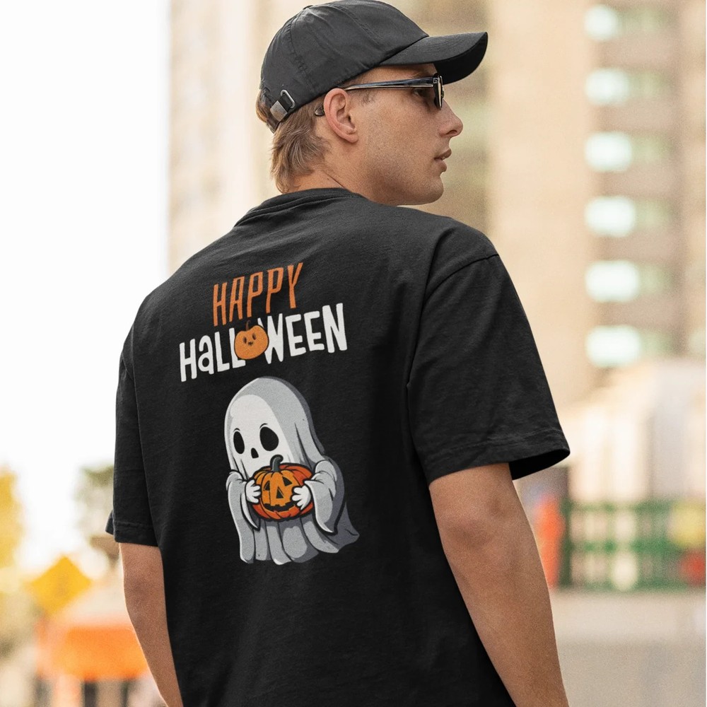 Comfortable Oversized T-Shirt for Men | Round Neck, Back Printed Halloween Theme