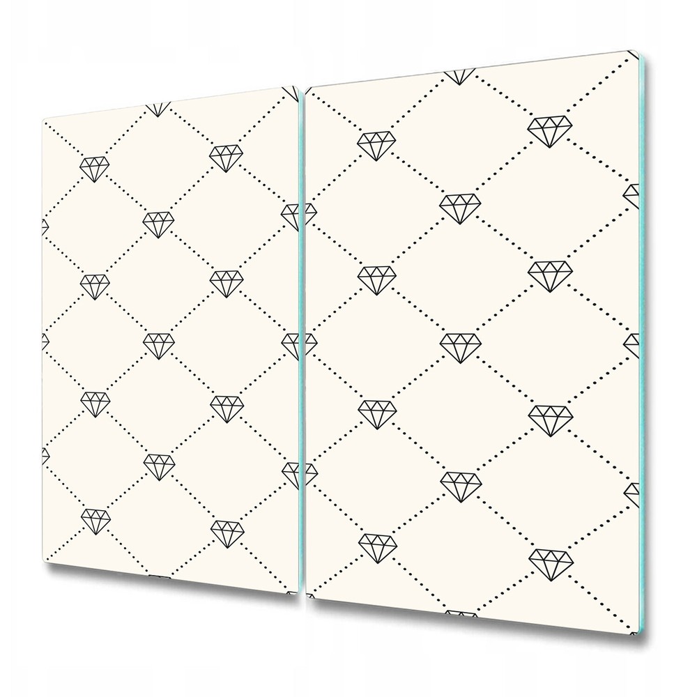 Glass Chopping Cutting Serving Board Retro diamonds grey and white art 2x30x52