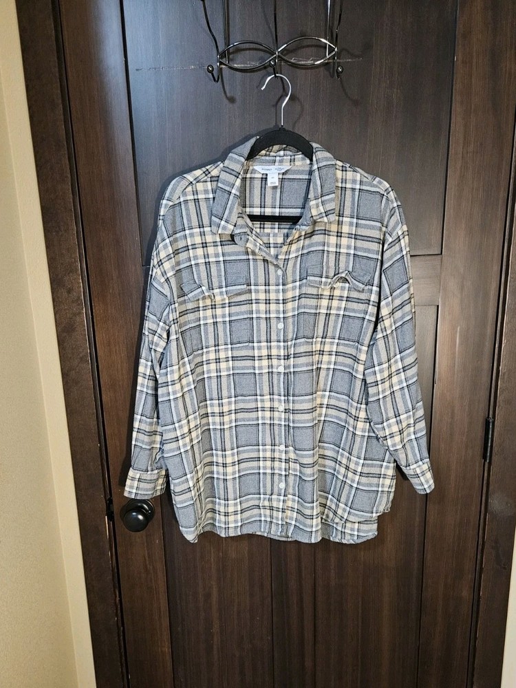 EUC Women's Plus The Boyfriend Shirt  Soft Flannel Plaid Button Up Shirt Size 2X