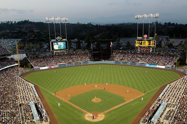Los Angeles California Dodgers Stadium Baseball Game 2012 Crowd Night View