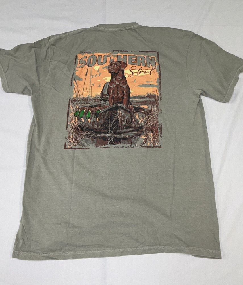 Southern Social Hunting Dog T-Shirt Men L Gray Comfort Colors Graphic