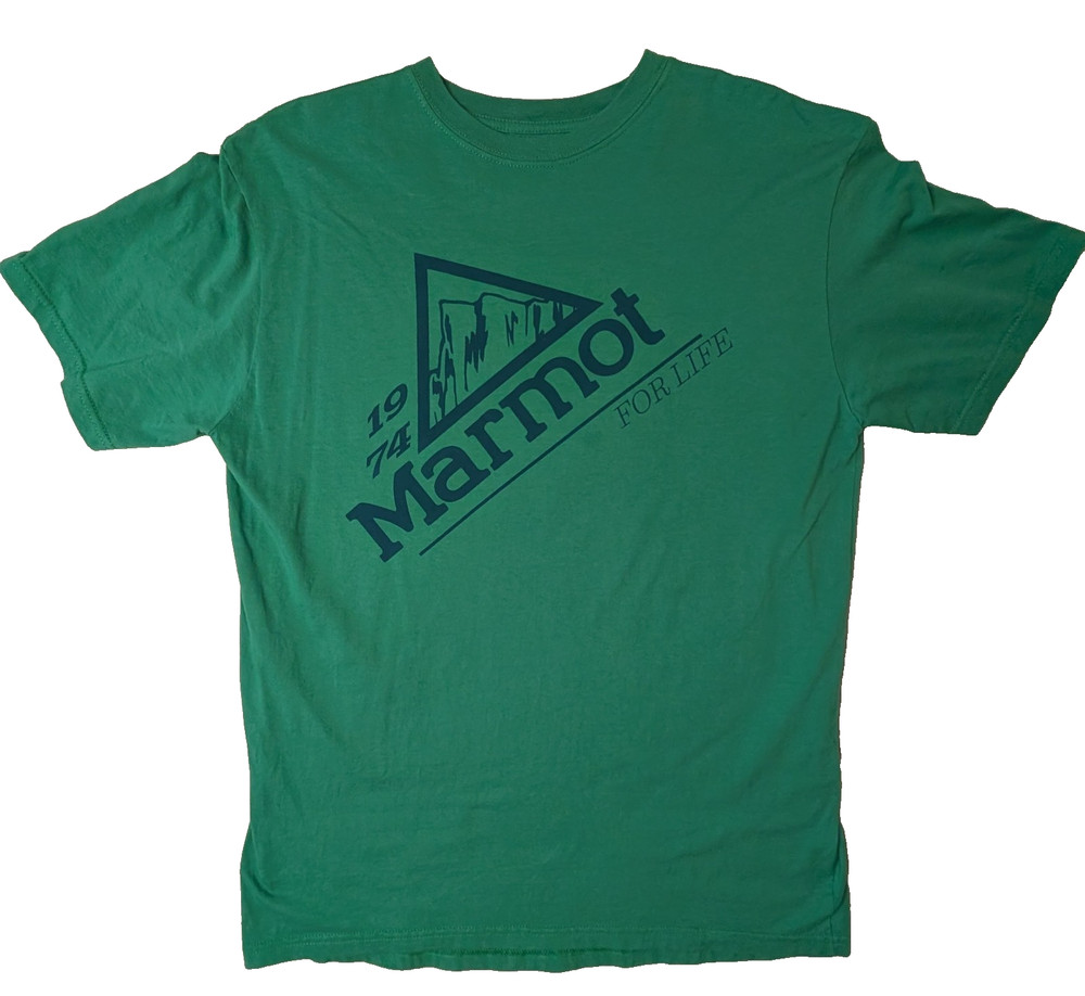 Marmot Shirt Mens Large Green Graphic For Life 1974 Organic Cotton Outdoor Tee