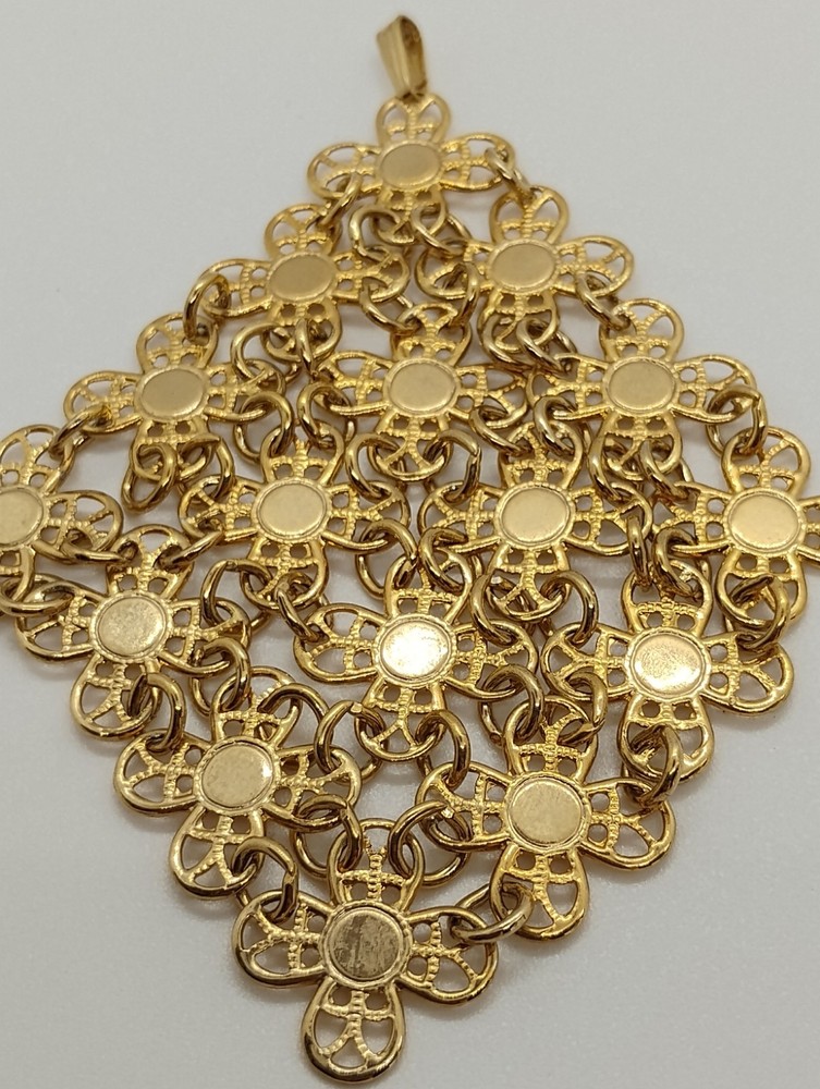 Sarah Coventry Vintage Bohemian Gold Daisy Flowers Dangle Drop Pendant