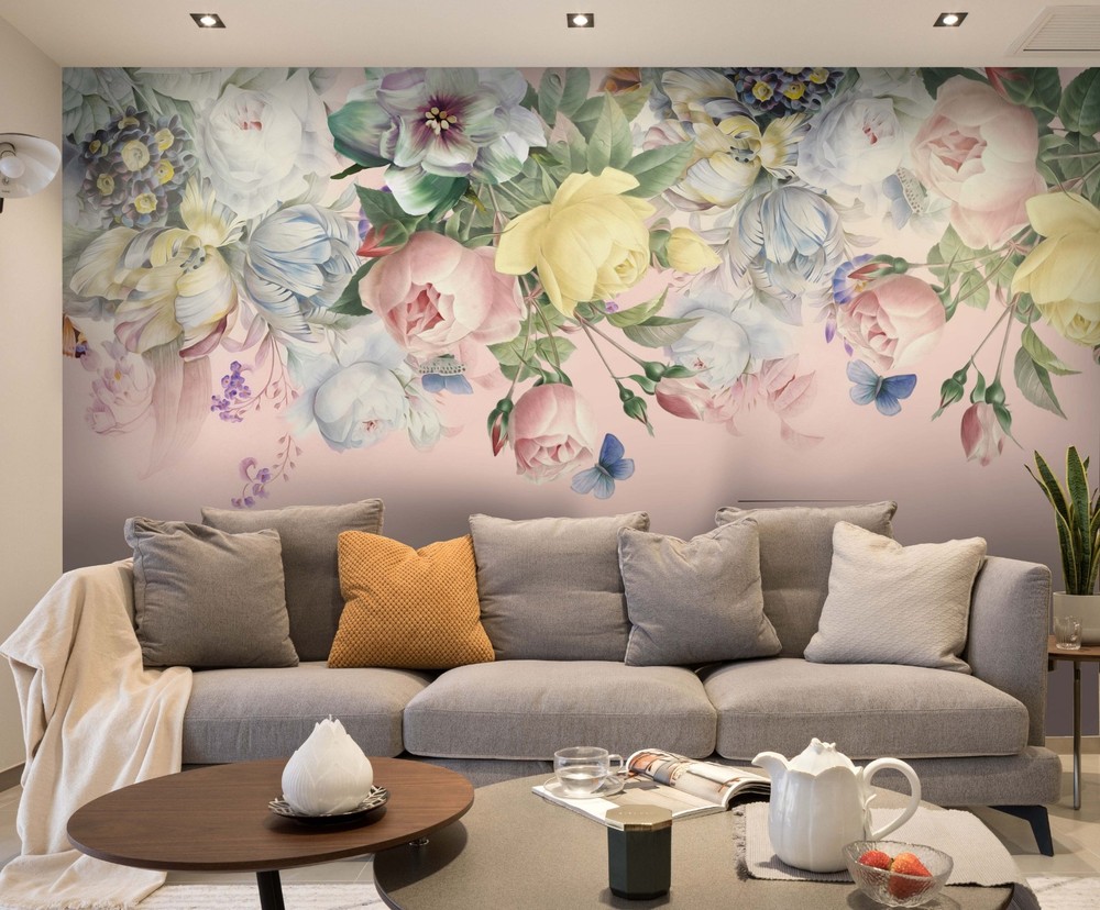3D Flowers Butterflies Illustration Wall Murals Wallpaper Murals Wall Sticker