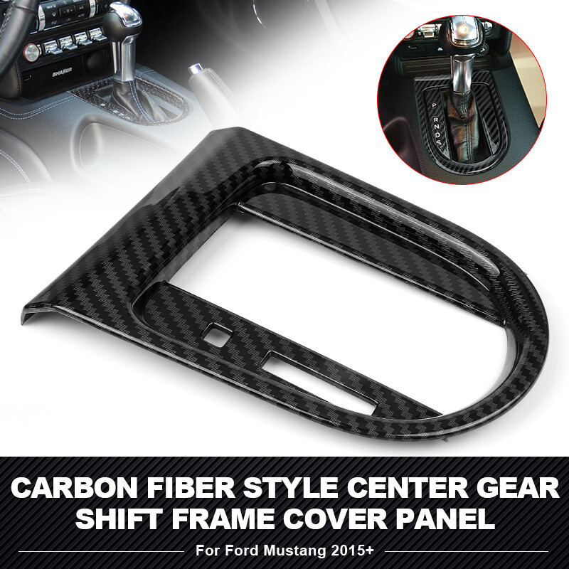 Carbon Fiber Car Interior Gear Shift Panel Trim Cover For 2015-2023 Ford Mustang