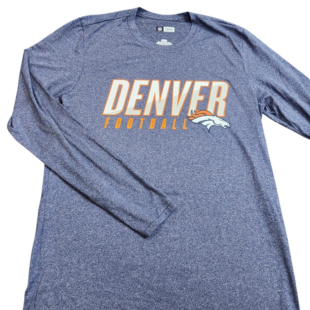 Denver Broncos Mens Medium Blue Heather Long Sleeve Shirt NFL Team Apparel