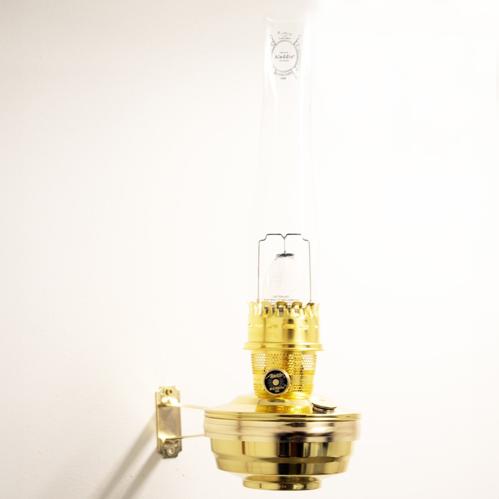 Aladdin Wall Oil Lamp, Solid Brass Indoor Emergency Lighting Fuel Lamp