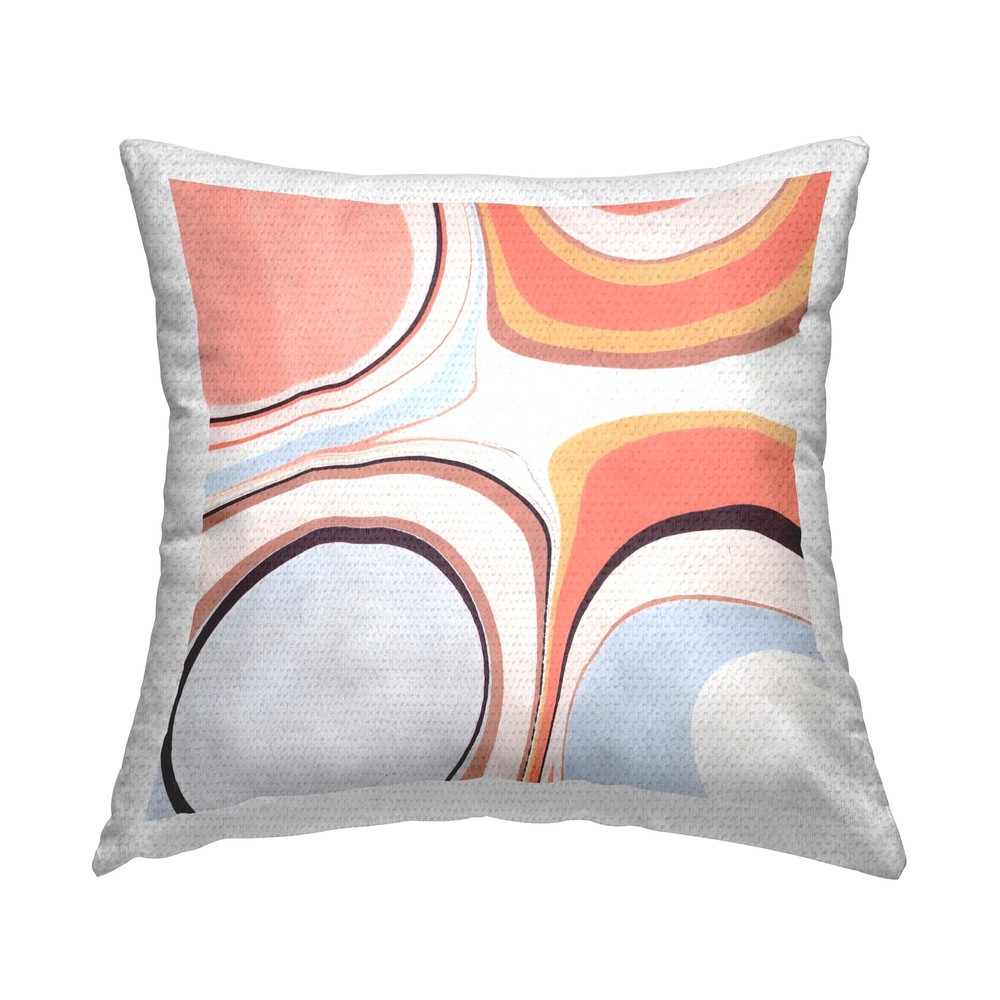 Groovy Pink Orange Abstract Fluid Design Outdoor Pillow 18x18 Multicolor