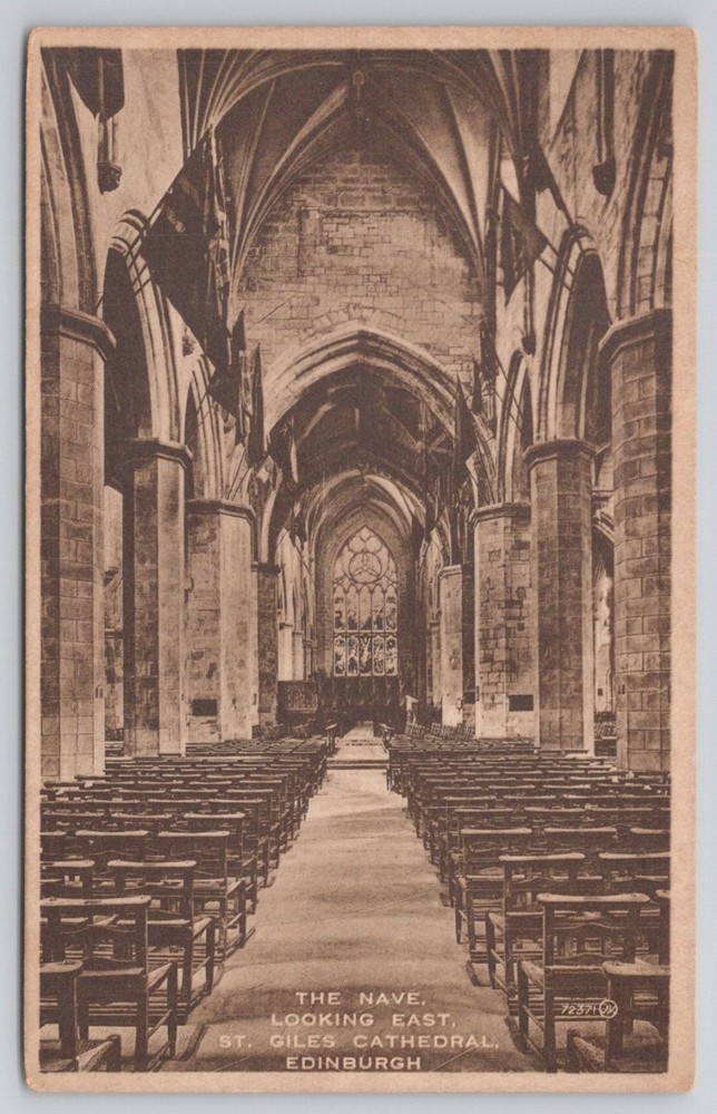 St Giles Cathedral Edinburgh Scotland Garbotype Postcard Nave Interior