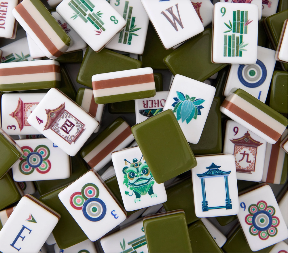 NEW! Beautiful Olive Green Layered Mahjong Tiles – American Set 160 Tiles