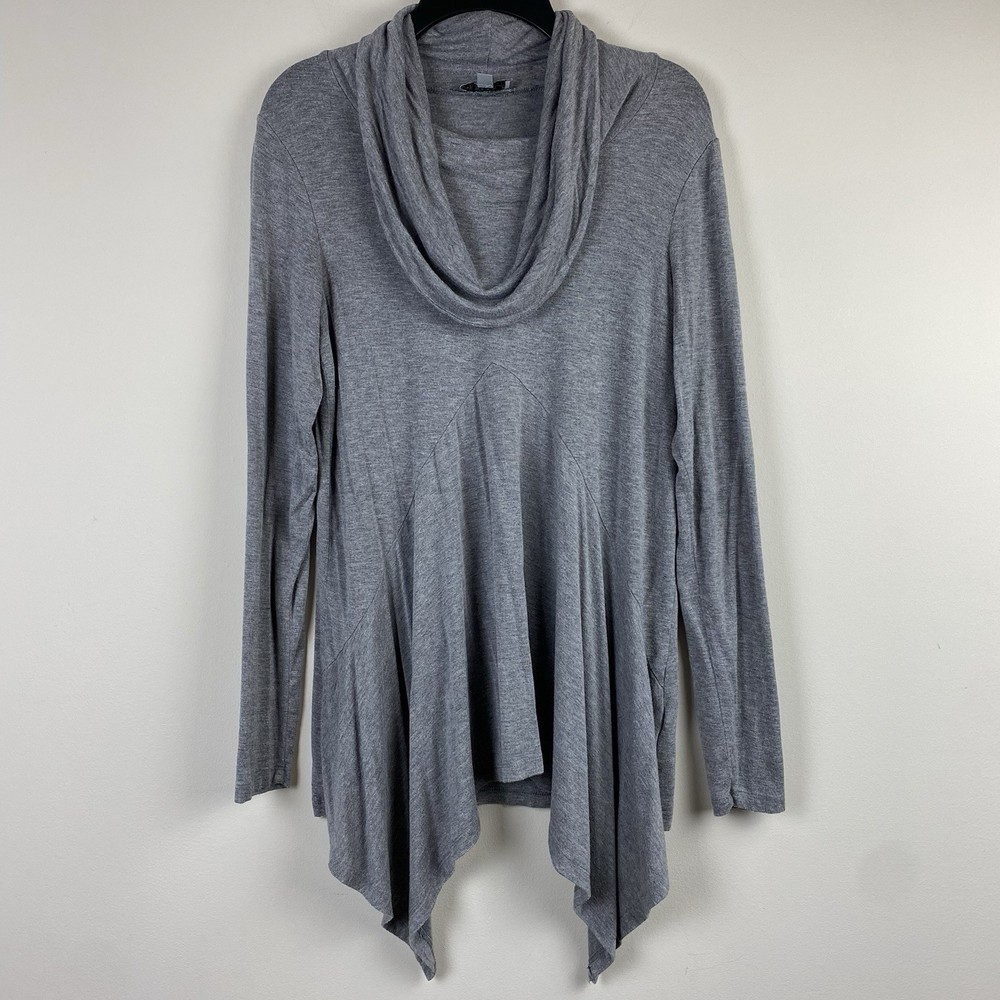 Joseph A. Gray Heather Cowl Neck Knit Top Size S Handkerchief Hem Flowy Lagom
