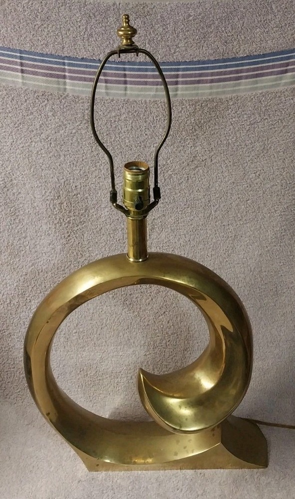Mid Century Modern 1970's Pierre Cardin Erwin Lambeth Brass Swirl Lamp- No Shade