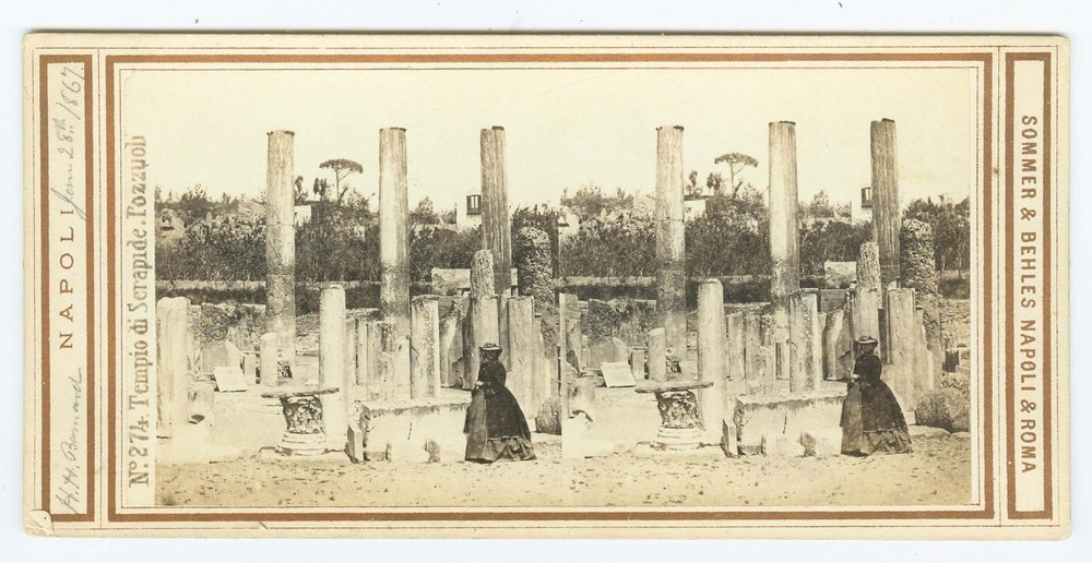 G2554~ ITALY – Possuoli Temple of Serapis c.1860s Stereoview – Sommer & Behles