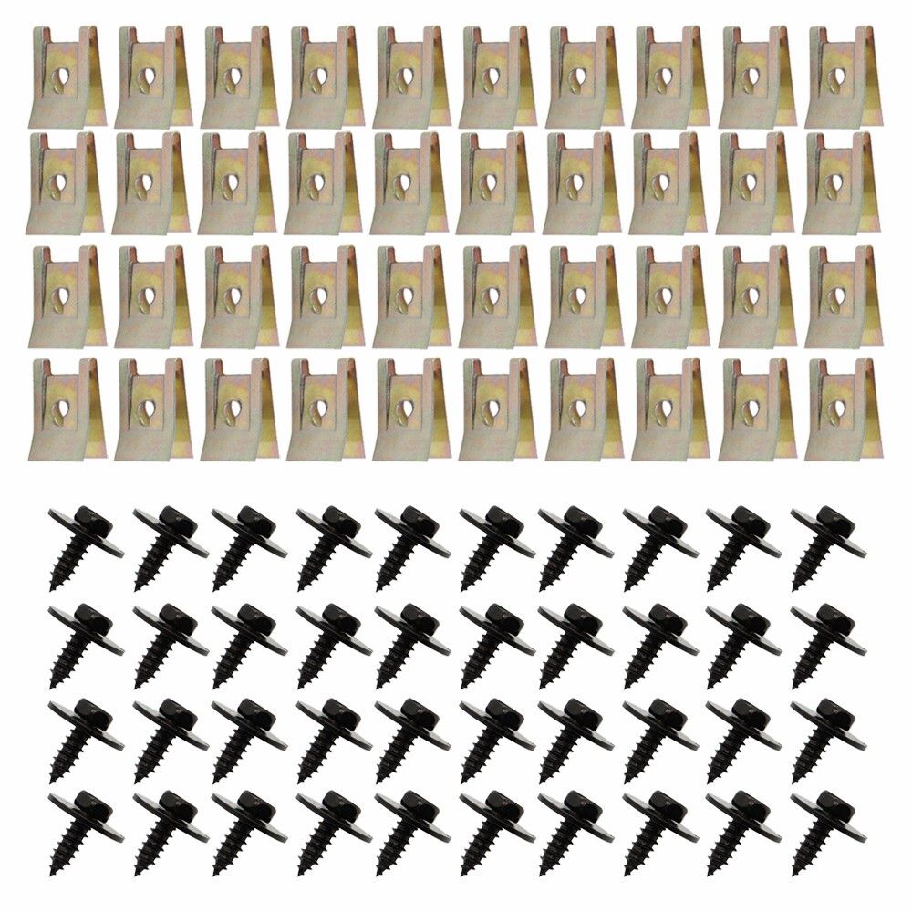 80X Metal Car Screw Fender Bumper Retainer U Nut Clips Fastener Kit
