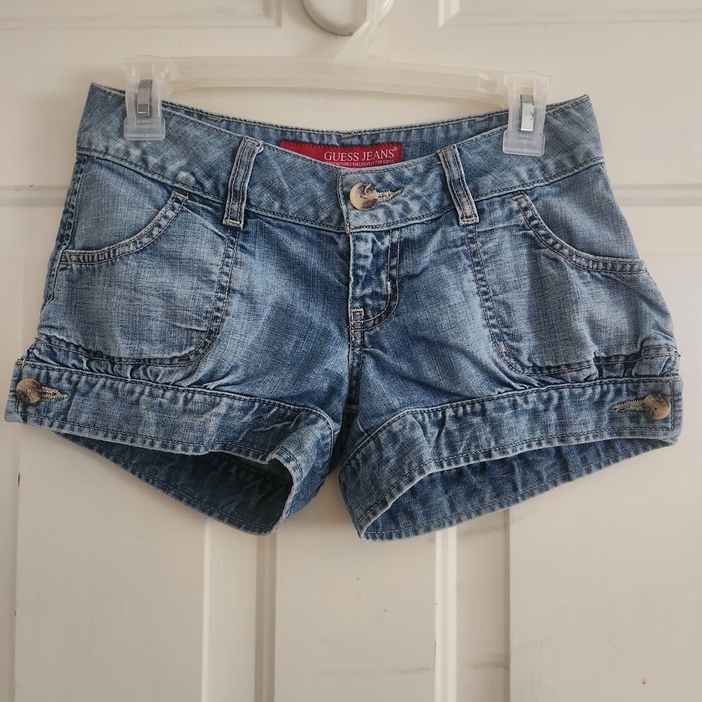 Vintage Y2K GUESS Women's Shorts Jean Denim 24 Small Euc 1-Owner Unique Rare USA