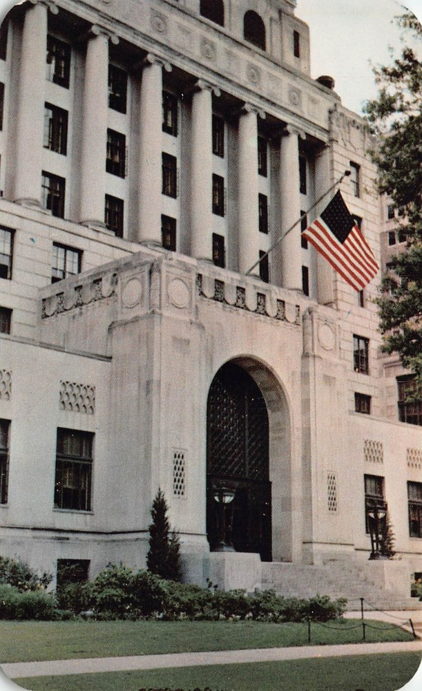 Caddo Parish Court House Shreveport LA Louisiana Patriotic Flag Vtg Postcard T6