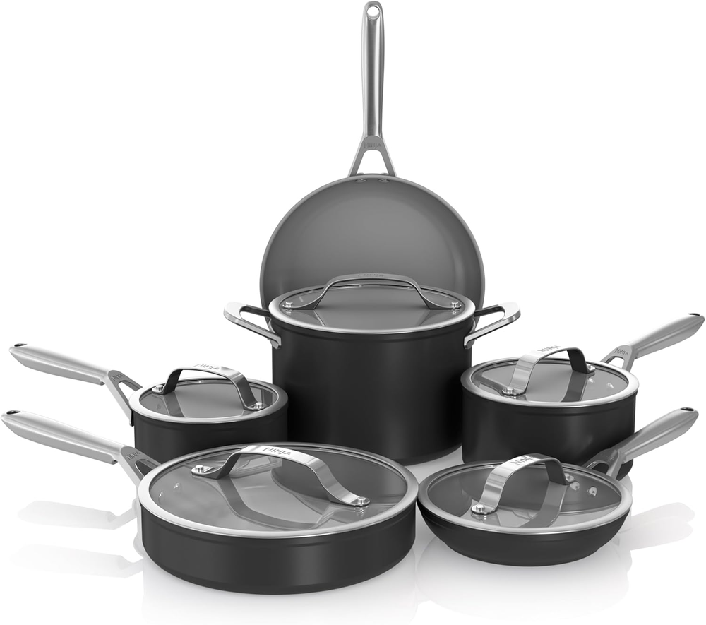 Ninja Ceramic Pro 11-Piece Nonstick Cookware Set with Pots and Pans CW39011BK