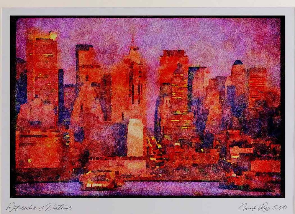 NY New York 244068 42nd Street From Weehawken New Jersey A4 Watercolour print