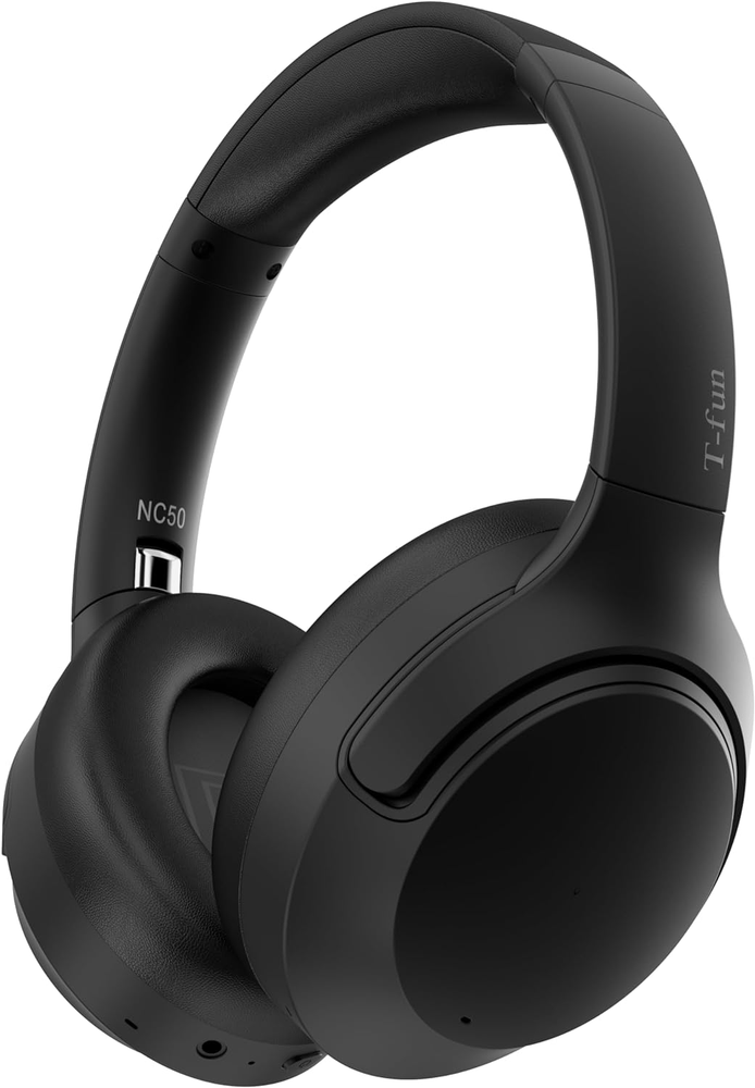 Hybrid Active Noise Cancelling Headphones Wireless Bluetooth 5.3 Foldable Black