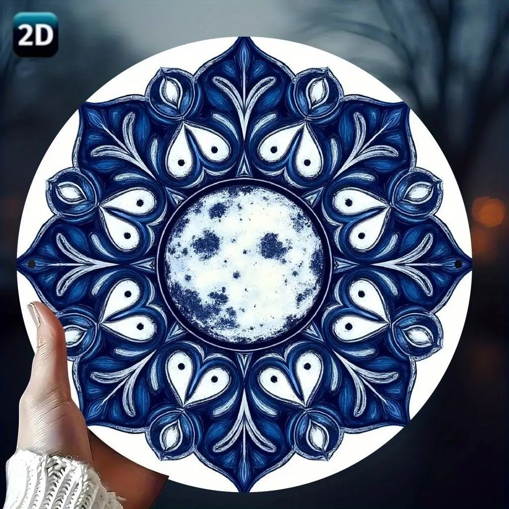 Bohemian Blue Golden Mandala Moon Star Spiritual Decoration