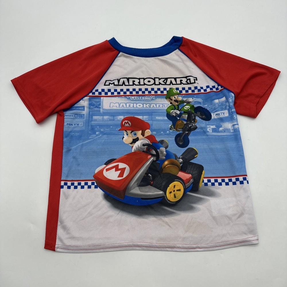 Mario Kart Flame Resistant T-shirt Youth Boys L 10/12 Graphic Print Logo.#33321