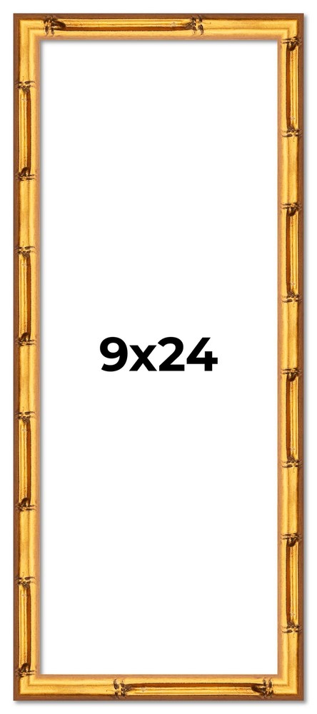 9x24 Frame Gold Bamboo Solid Wood Picture Frame | 1 Inch Moulding Width | Interi