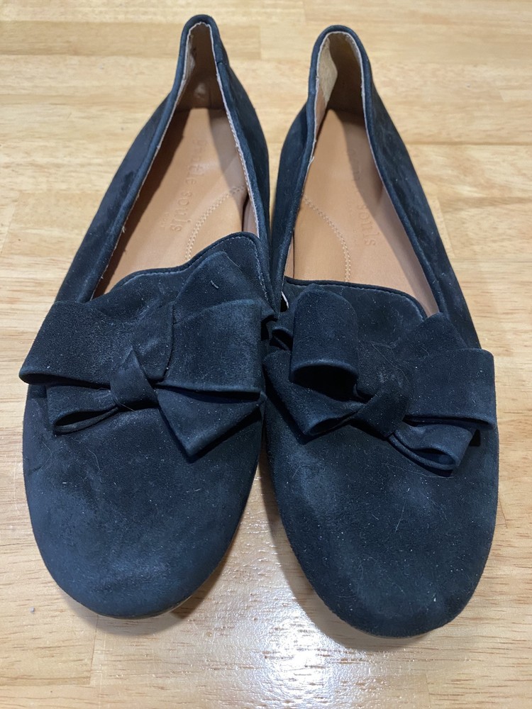Gentle Souls Women’s 8.5 Eugene Ribbon Black Leather Flats Loafers Comfort (M)