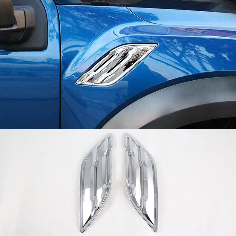 For Ford F-150 2015-2020 Chrome Side Air Flow Fender Intake Vent Cover trim