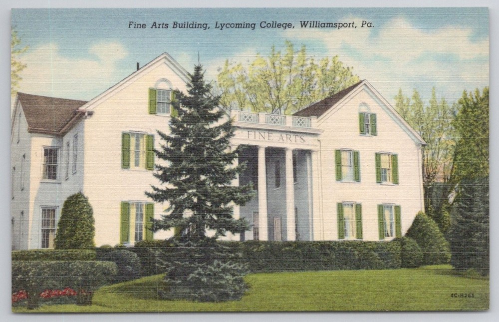 Lycoming College Fine Arts Building Williamsport PA Linen Postcard
