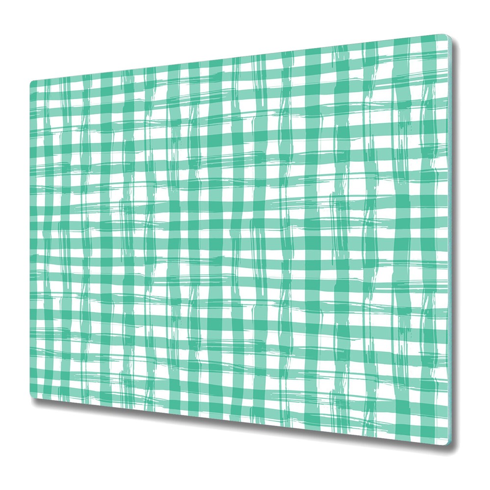 Glass Chopping Board Utensil Board Handdrawn check Watercolour 60x52