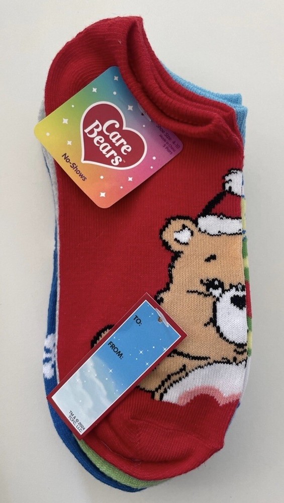 Care Bears Christmas No-Show Socks- Women's 5 Pairs (Shoe Size 4-10)  New w/tags