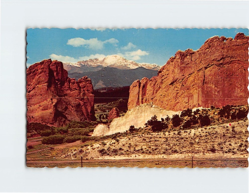 Postcard Pikes Peak Gateway of the Garden of the Gods Colorado USA