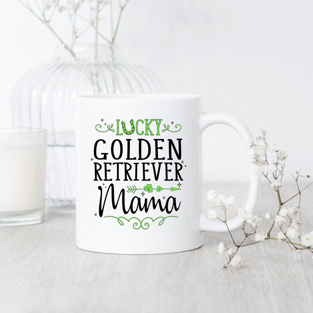 Lucky Golden Retriever Mom St Patricks Day Funny Coffee Mug Golden Retriever Lover Gift