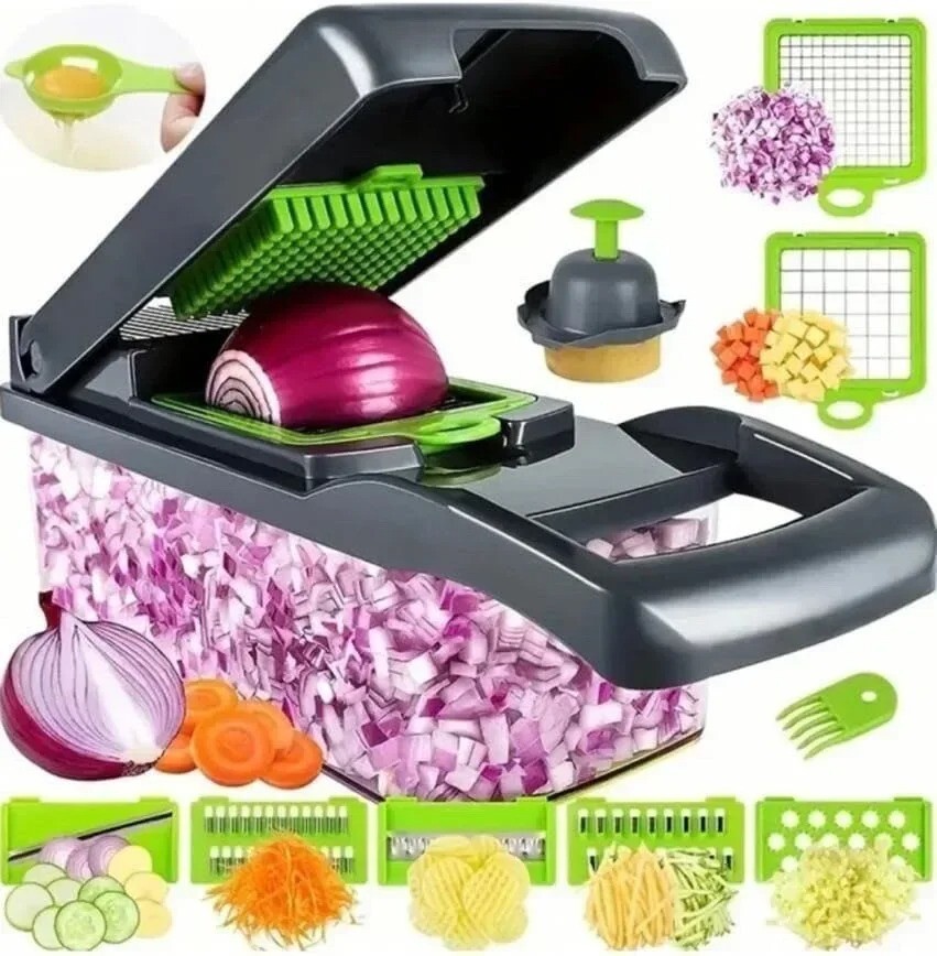 14 in 1 Multi-Purpose Veggie Chopper & Slicer with Stainless Steel Blades – Ultimate Kitchen Helper
