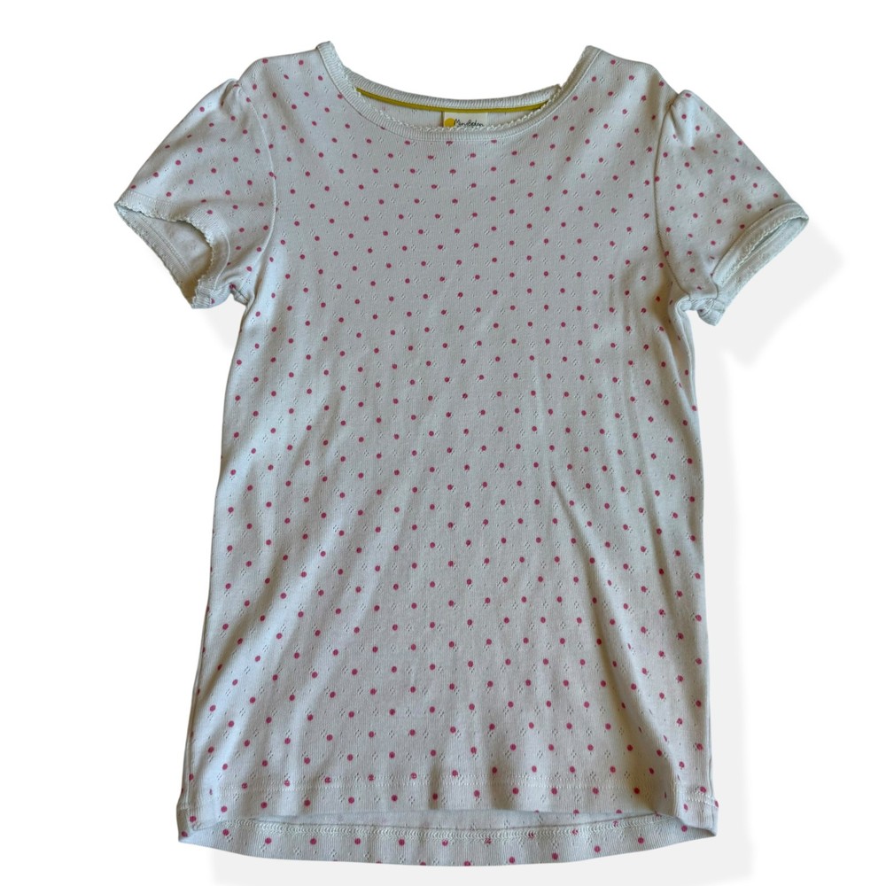Mini Boden Pink Polka Dot Pointelle Shirt 8-9