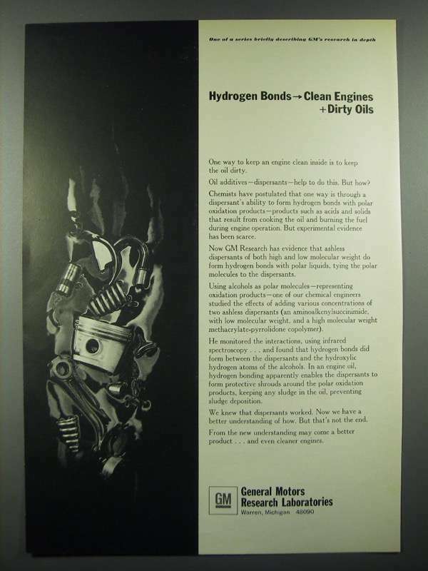 1966 GM General Motors Research Laboratories Ad - Hydrogen Bonds
