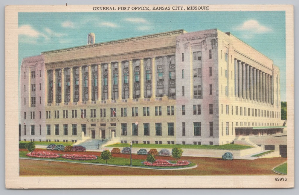 Linen~Kansas City Missouri~General Post Office~Vintage Postcard