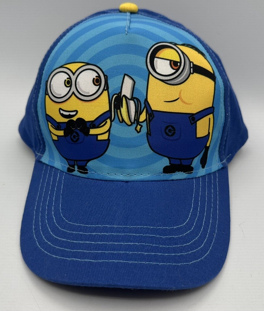 Disney Kids Minions Baseball Snapback Hat Blue Yellow Adjustable Size