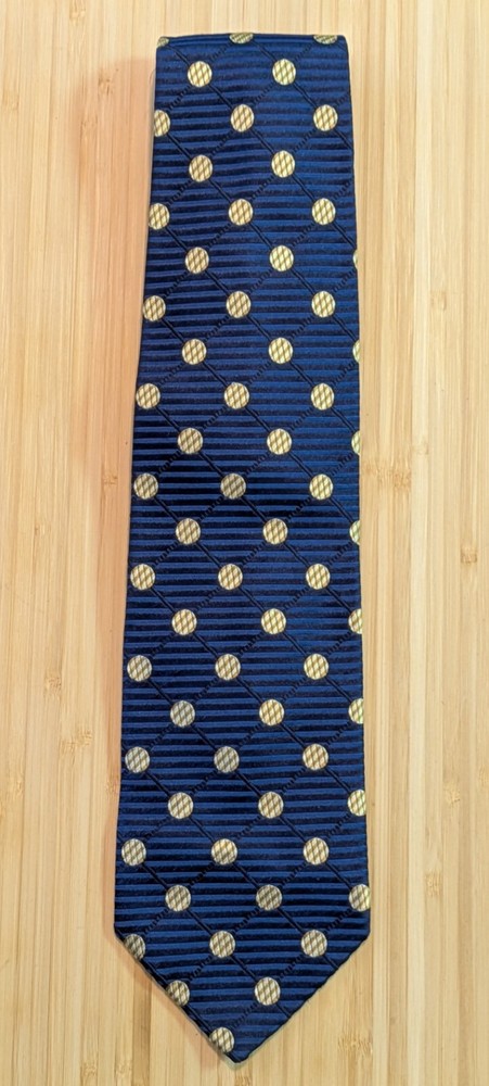Ermenegildo Zegna 100% Silk Luxury Tie Navy & Gold Handmade in Italy