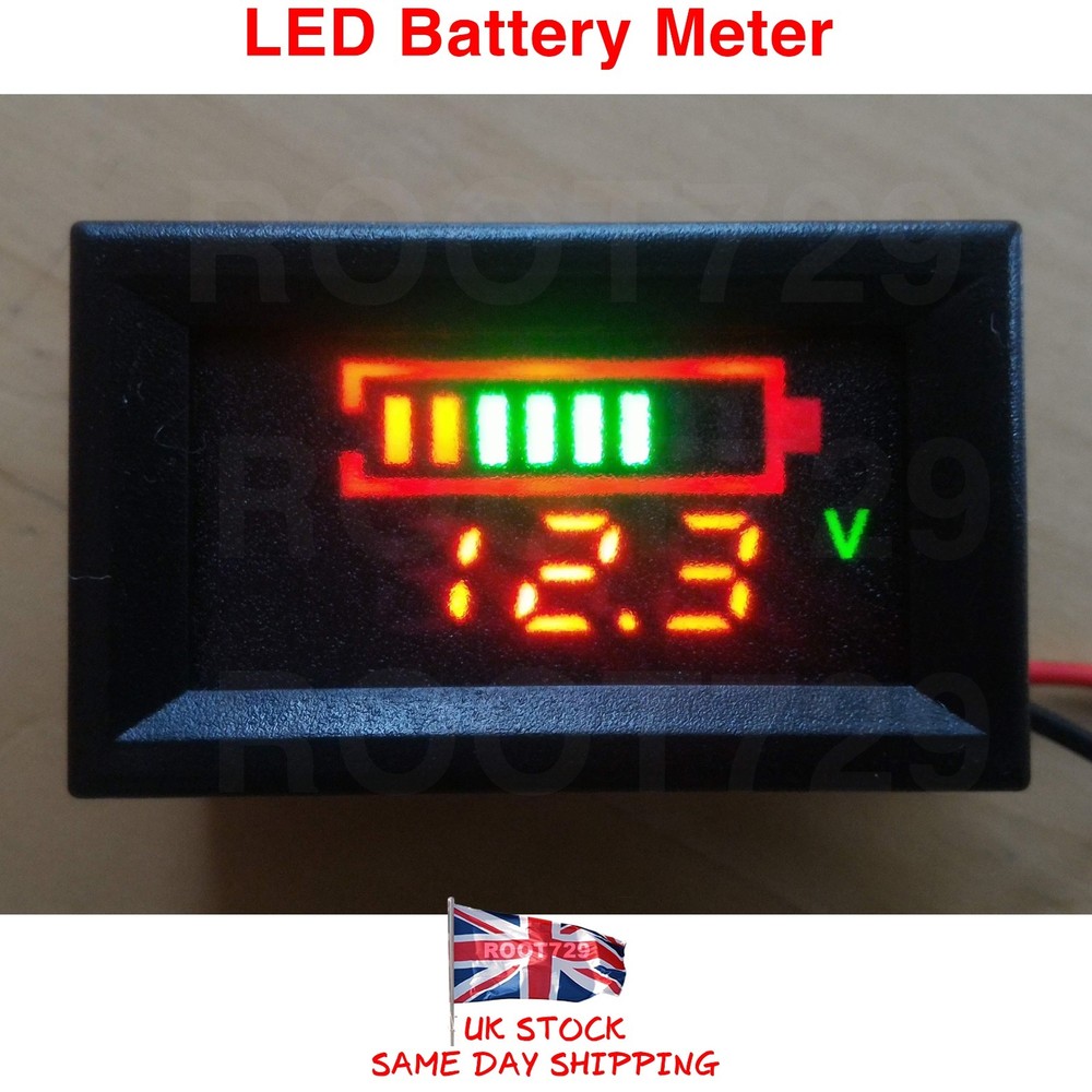 LED Battery Capacity Indicator Tester 12V Digital Voltmeter - UK Seller