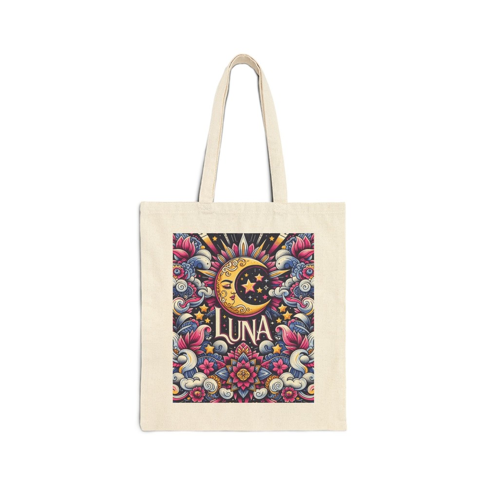 Personalized LUNA Cotton Canvas Tote Bag with Celestial Skies Design - 7 Perfect Gift  