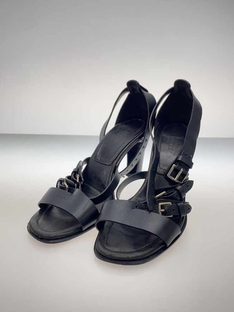 Authentic HERMES D'Orsay Black Leather Sandals EU 36.5 Preowned
