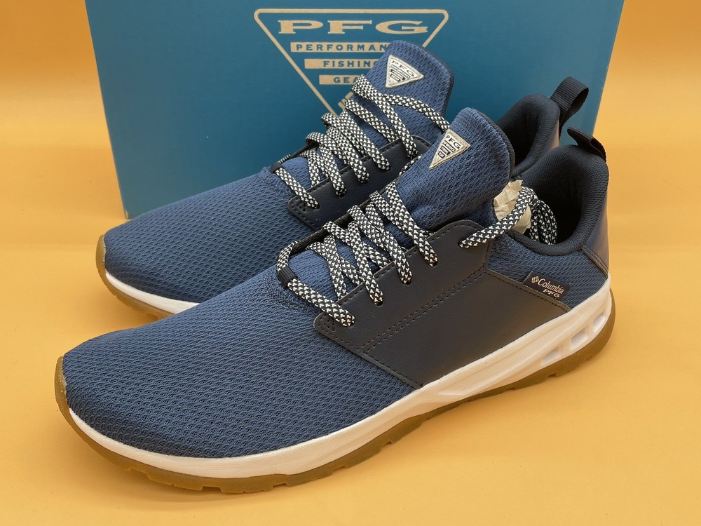 Size 10.5 Columbia Men’s  Crystal Springs PFG Lace Casual Shoes Carbon Navy NEW