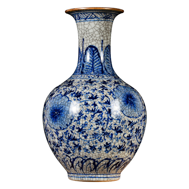 Jingdezhen Ceramic Vase, Official Kiln Blue and White Porcelain Vase Decoration