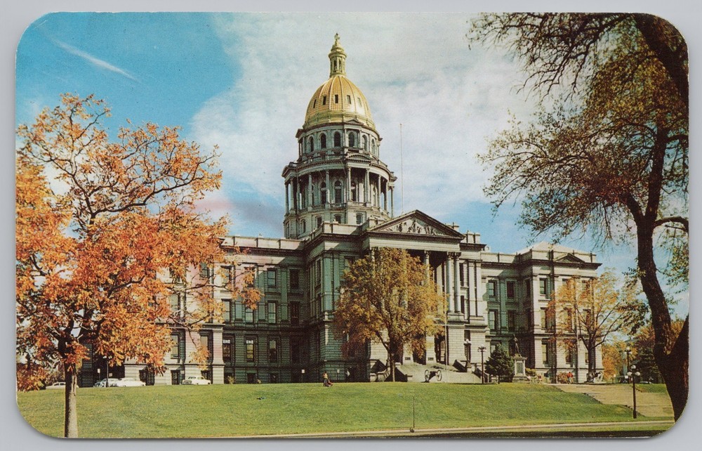 State View~Colorado State Capitol Over Civic Center Denver CO~Vintage Postcard